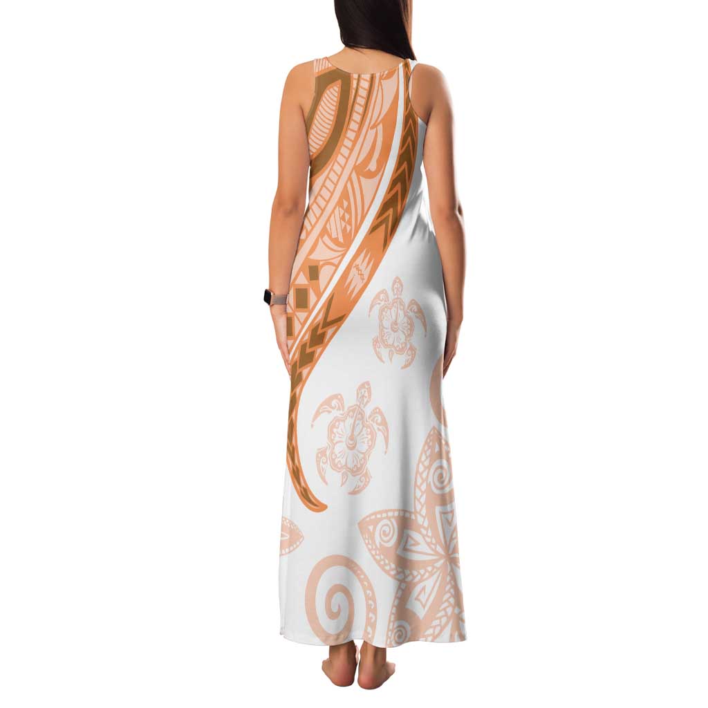 Orange Polynesian Tribal Turtle Floral Pattern Family Matching Tank Maxi Dress and Hawaiian Shirt LT05 - Polynesian Pride