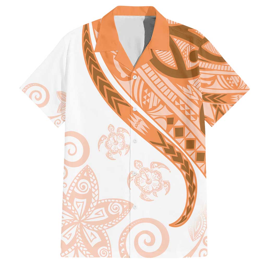 Orange Polynesian Tribal Turtle Floral Pattern Hawaiian Shirt LT05 Orange - Polynesian Pride