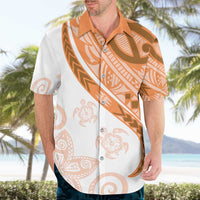 Orange Polynesian Tribal Turtle Floral Pattern Hawaiian Shirt LT05 - Polynesian Pride