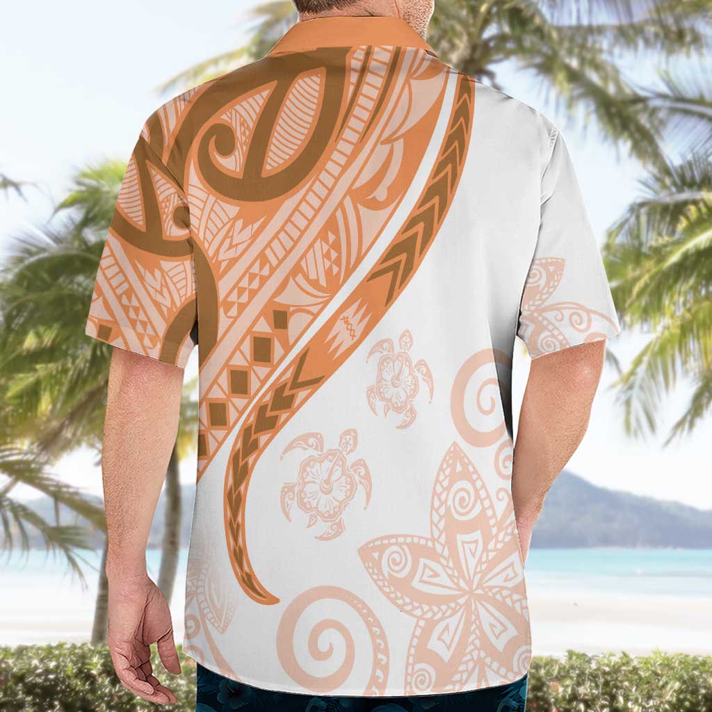 Orange Polynesian Tribal Turtle Floral Pattern Hawaiian Shirt LT05 - Polynesian Pride