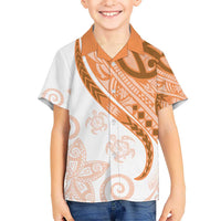 Orange Polynesian Tribal Turtle Floral Pattern Hawaiian Shirt LT05 - Polynesian Pride