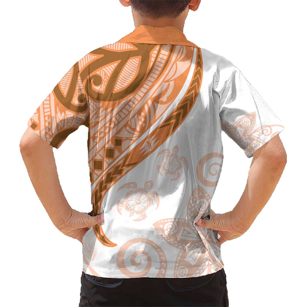 Orange Polynesian Tribal Turtle Floral Pattern Hawaiian Shirt LT05 - Polynesian Pride