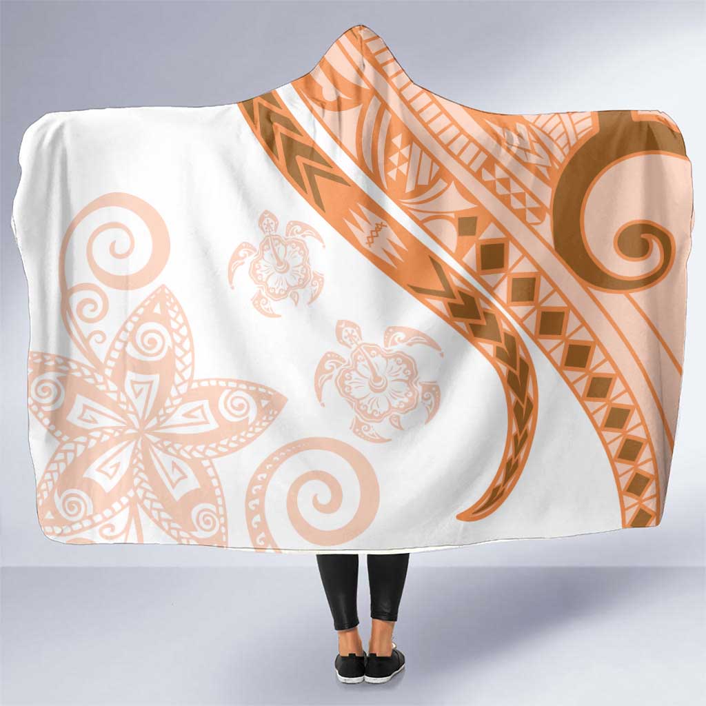 Orange Polynesian Tribal Turtle Floral Pattern Hooded Blanket LT05 One Size Orange - Polynesian Pride