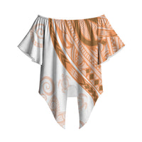 Orange Polynesian Tribal Turtle Floral Pattern Off Shoulder Wrap Waist Top LT05 Orange - Polynesian Pride