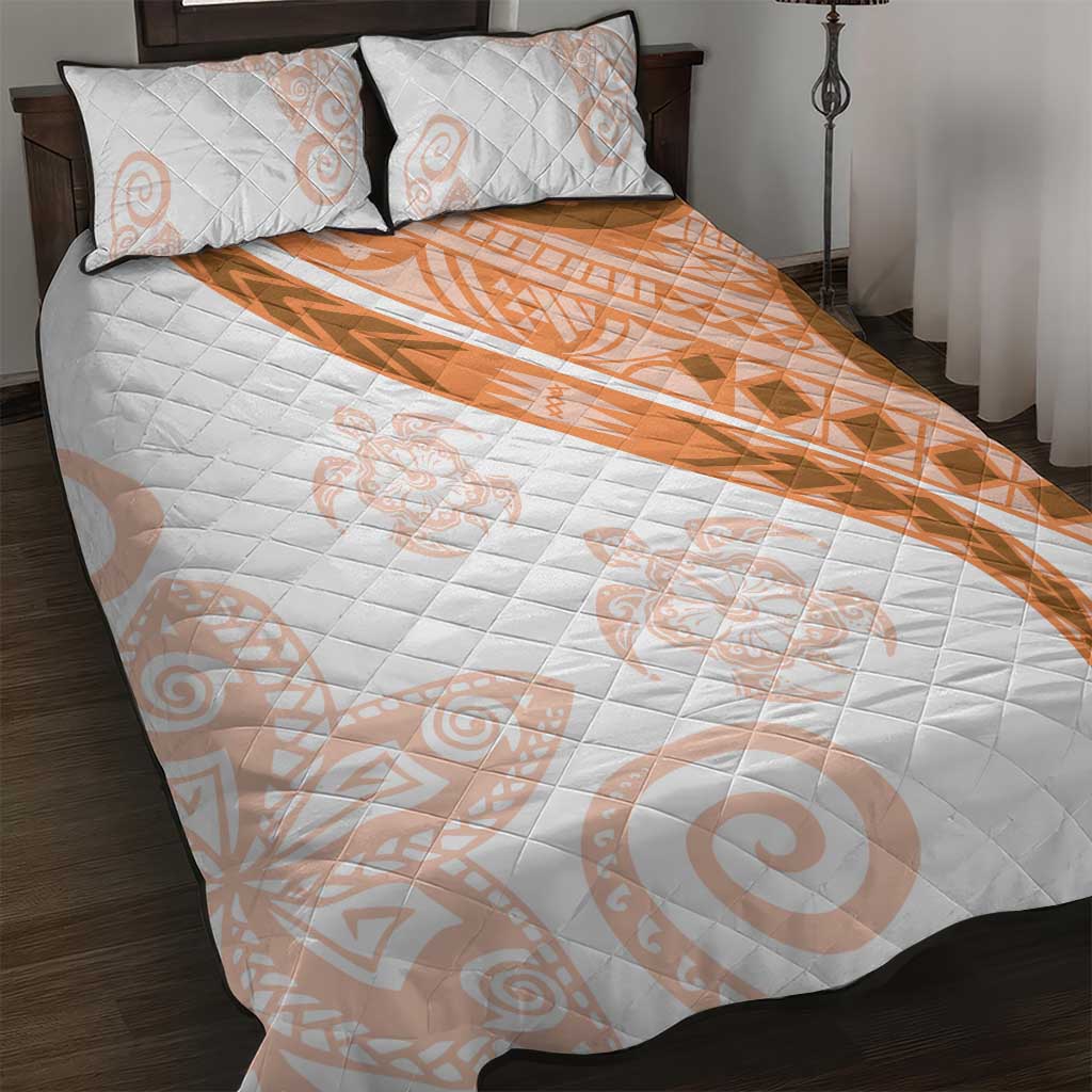 Orange Polynesian Tribal Turtle Floral Pattern Quilt Bed Set LT05 Orange - Polynesian Pride