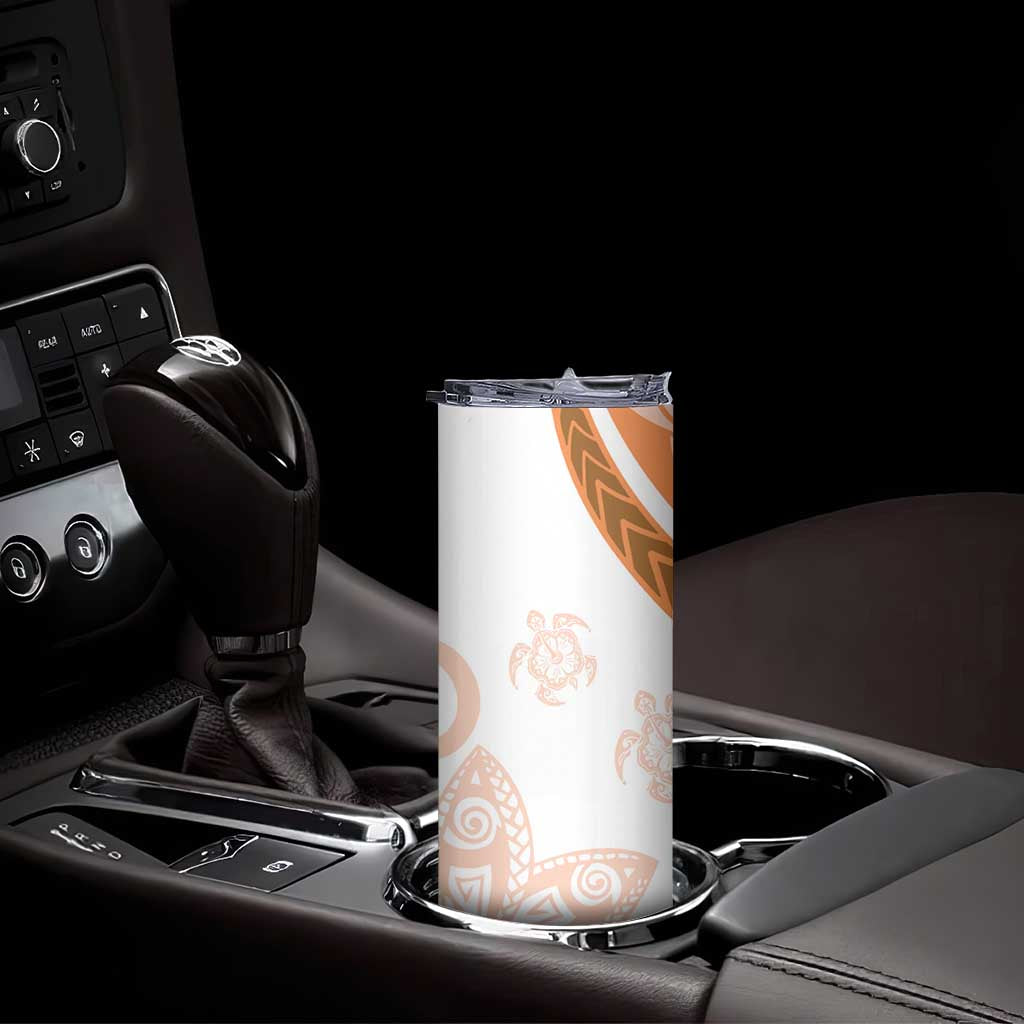Orange Polynesian Tribal Turtle Floral Pattern Skinny Tumbler