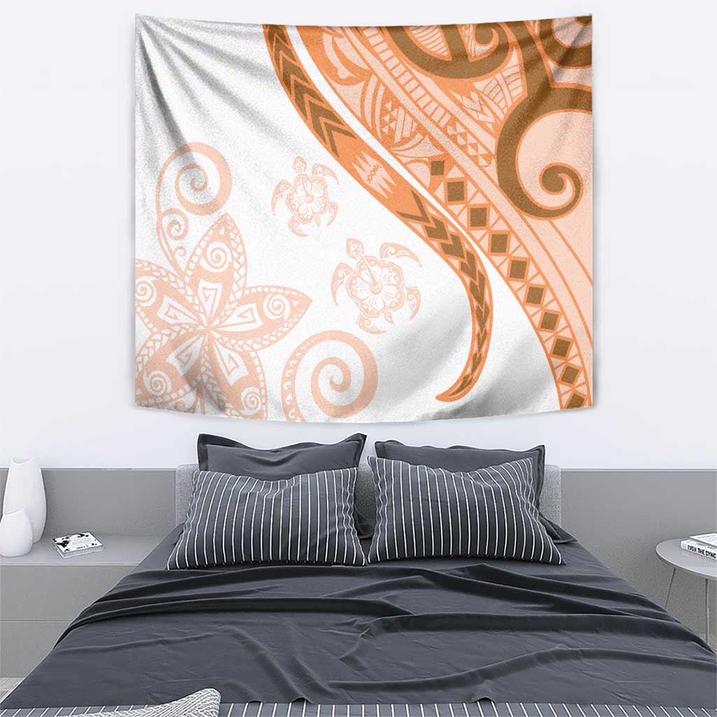 Orange Polynesian Tribal Turtle Floral Pattern Tapestry LT05 - Polynesian Pride