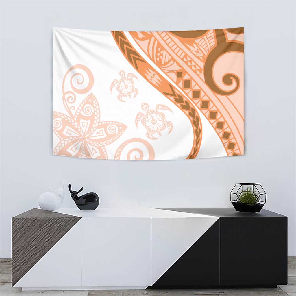 Orange Polynesian Tribal Turtle Floral Pattern Tapestry LT05 - Polynesian Pride