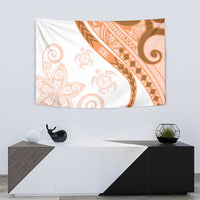 Orange Polynesian Tribal Turtle Floral Pattern Tapestry LT05 - Polynesian Pride