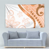 Orange Polynesian Tribal Turtle Floral Pattern Tapestry LT05 - Polynesian Pride