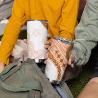 Orange Polynesian Tribal Turtle Floral Pattern Tumbler Cup