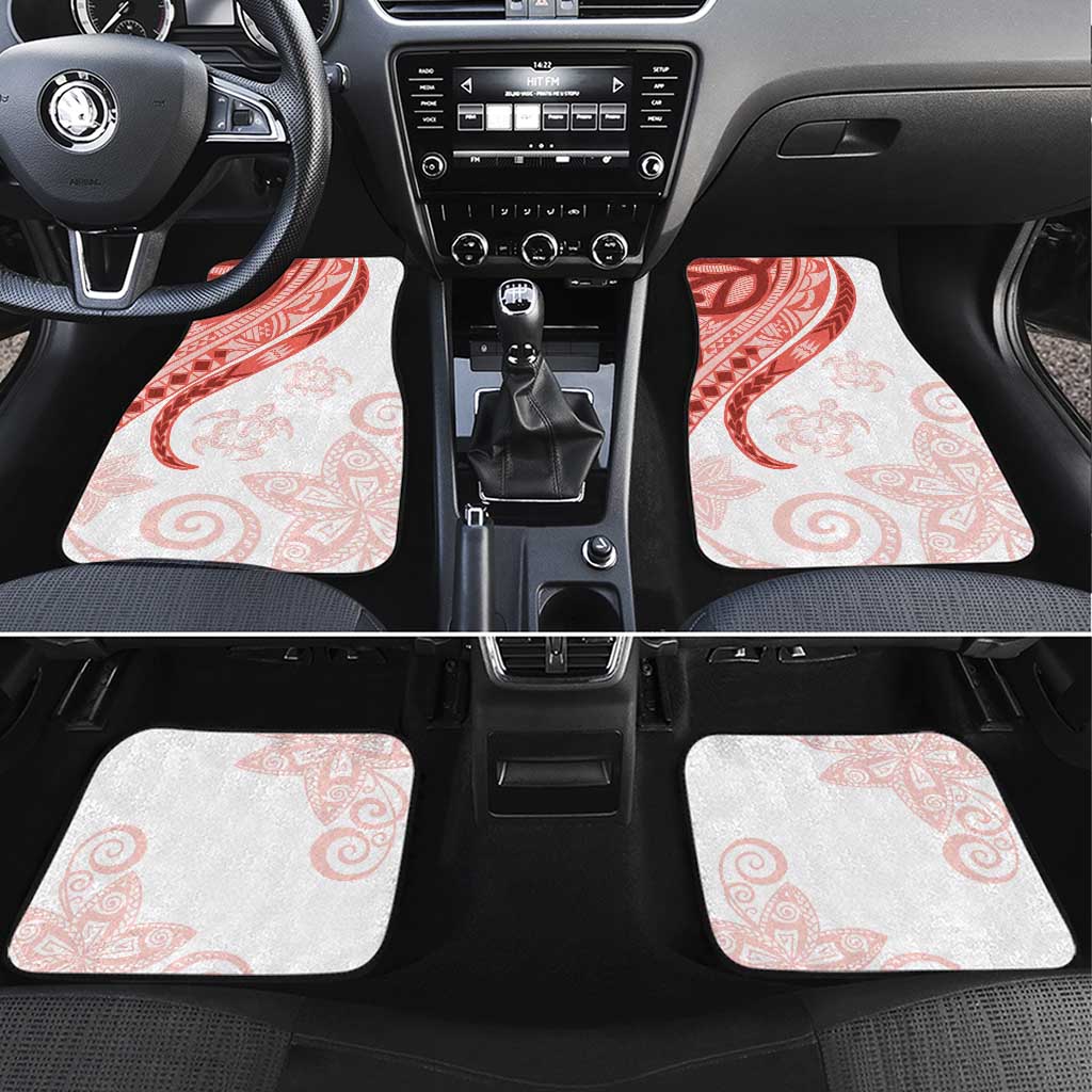 Coral Red Polynesian Tribal Turtle Floral Pattern Car Mats LT05 Set 4pcs Red - Polynesian Pride
