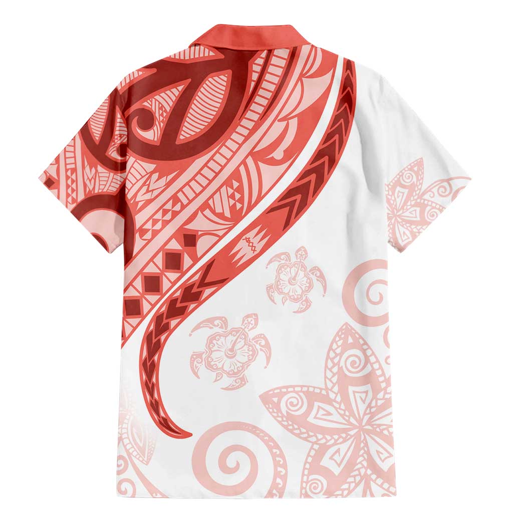 Coral Red Polynesian Tribal Turtle Floral Pattern Family Matching Mermaid Dress and Hawaiian Shirt LT05 - Polynesian Pride