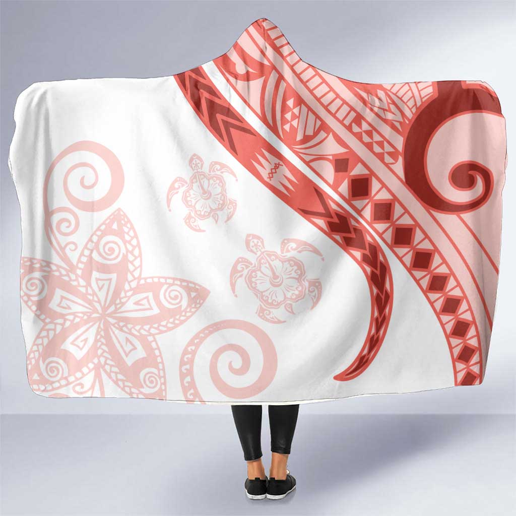 Coral Red Polynesian Tribal Turtle Floral Pattern Hooded Blanket LT05 One Size Red - Polynesian Pride