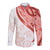 Coral Red Polynesian Tribal Turtle Floral Pattern Long Sleeve Button Shirt