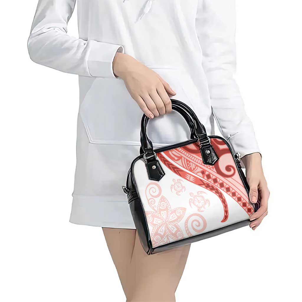 Coral Red Polynesian Tribal Turtle Floral Pattern Shoulder Handbag LT05 - Polynesian Pride