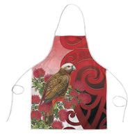 New Zealand Parrot Kaka Apron Maori Koru With Pohutukawa Flowers - Polynesian Pride