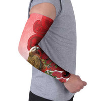 New Zealand Parrot Kaka Arm Sleeves Maori Koru With Pohutukawa Flowers LT05 - Polynesian Pride