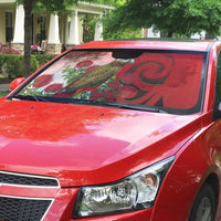 New Zealand Parrot Kaka Auto Sun Shade Maori Koru With Pohutukawa Flowers - Polynesian Pride