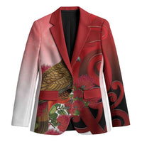 New Zealand Parrot Kaka Blazer Maori Koru With Pohutukawa Flowers - Polynesian Pride