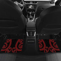 New Zealand Parrot Kaka Car Mats Maori Koru With Pohutukawa Flowers LT05 Set 2pcs - Back Red - Polynesian Pride