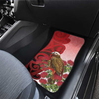 New Zealand Parrot Kaka Car Mats Maori Koru With Pohutukawa Flowers LT05 - Polynesian Pride