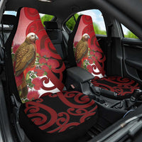 New Zealand Parrot Kaka Car Seat Cover Maori Koru With Pohutukawa Flowers LT05 One Size Red - Polynesian Pride