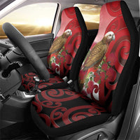New Zealand Parrot Kaka Car Seat Cover Maori Koru With Pohutukawa Flowers LT05 - Polynesian Pride
