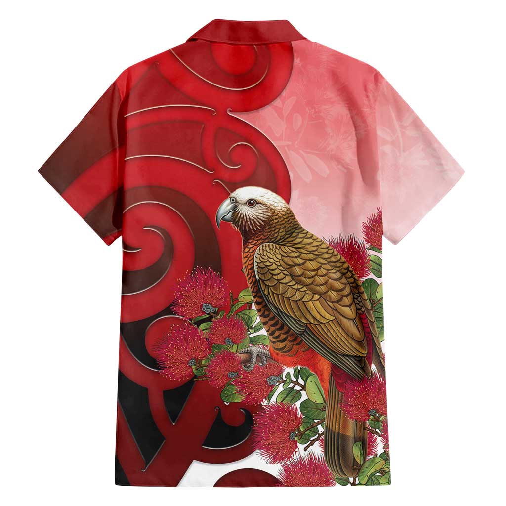 New Zealand Parrot Kaka Family Matching Off The Shoulder Long Sleeve Dress and Hawaiian Shirt Maori Koru With Pohutukawa Flowers LT05 - Polynesian Pride