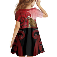 New Zealand Parrot Kaka Family Matching Off Shoulder Short Dress and Hawaiian Shirt Maori Koru With Pohutukawa Flowers LT05 - Polynesian Pride