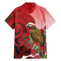 New Zealand Parrot Kaka Family Matching Puletasi and Hawaiian Shirt Maori Koru With Pohutukawa Flowers LT05 - Polynesian Pride