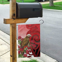 New Zealand Parrot Kaka Garden Flag Maori Koru With Pohutukawa Flowers LT05 - Polynesian Pride