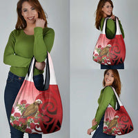 New Zealand Parrot Kaka Grocery Bag Maori Koru With Pohutukawa Flowers LT05 - Polynesian Pride