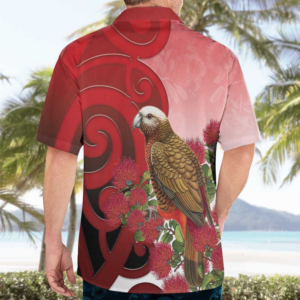 New Zealand Parrot Kaka Hawaiian Shirt Maori Koru With Pohutukawa Flowers LT05 - Polynesian Pride