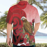 New Zealand Parrot Kaka Hawaiian Shirt Maori Koru With Pohutukawa Flowers LT05 - Polynesian Pride