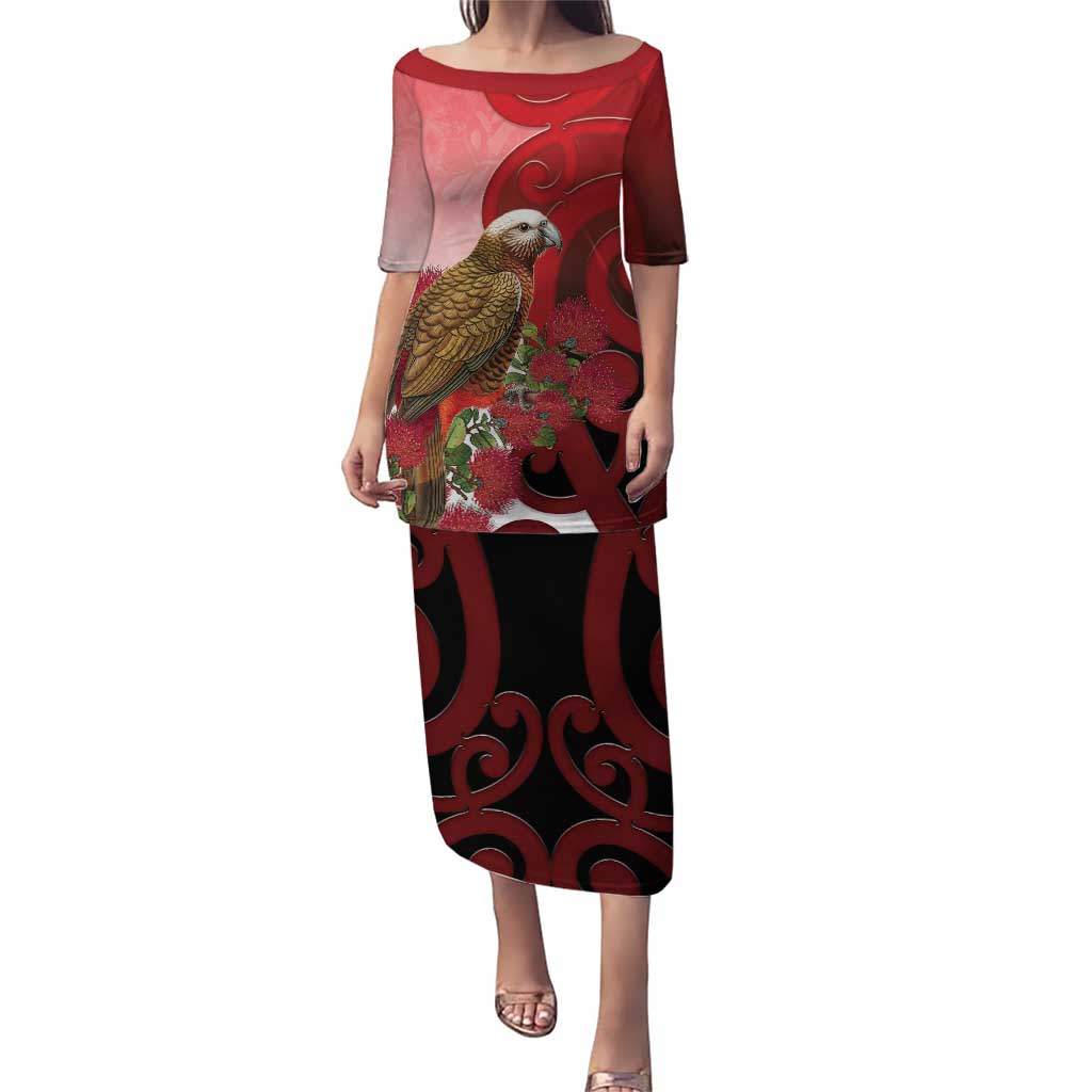New Zealand Parrot Kaka Puletasi Maori Koru With Pohutukawa Flowers - Polynesian Pride