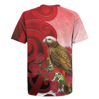New Zealand Parrot Kaka Rugby Jersey Maori Koru With Pohutukawa Flowers LT05 - Polynesian Pride