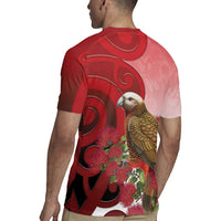 New Zealand Parrot Kaka Rugby Jersey Maori Koru With Pohutukawa Flowers LT05 - Polynesian Pride