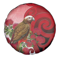 New Zealand Parrot Kaka Spare Tire Cover Maori Koru With Pohutukawa Flowers LT05 - Polynesian Pride