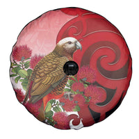 New Zealand Parrot Kaka Spare Tire Cover Maori Koru With Pohutukawa Flowers LT05 - Polynesian Pride