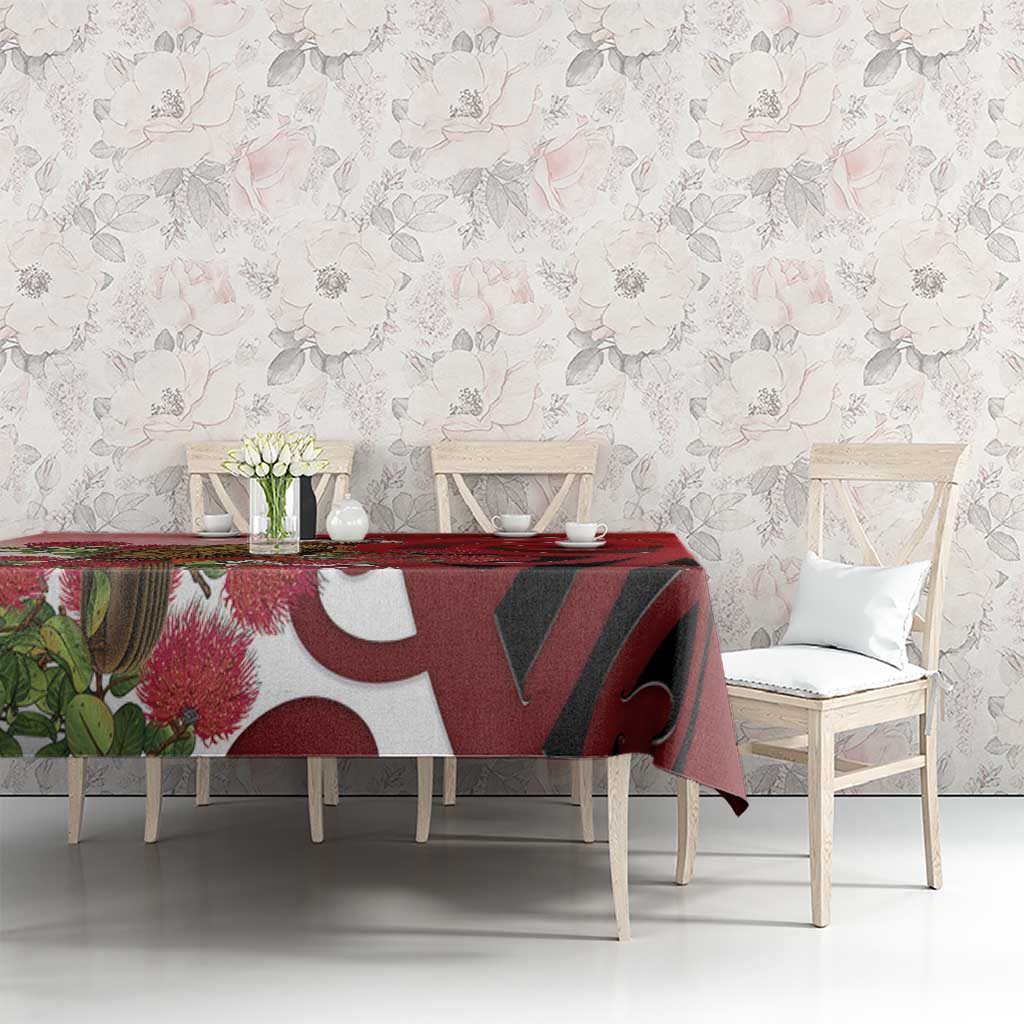 New Zealand Parrot Kaka Tablecloth Maori Koru With Pohutukawa Flowers - Polynesian Pride