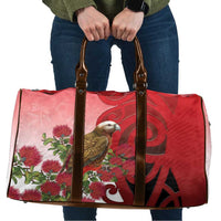 New Zealand Parrot Kaka Travel Bag Maori Koru With Pohutukawa Flowers LT05 Red - Polynesian Pride