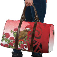 New Zealand Parrot Kaka Travel Bag Maori Koru With Pohutukawa Flowers LT05 - Polynesian Pride