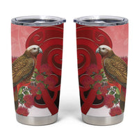 New Zealand Parrot Kaka Tumbler Cup Maori Koru With Pohutukawa Flowers LT05 Red - Polynesian Pride