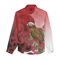 New Zealand Parrot Kaka Women Casual Shirt Maori Koru With Pohutukawa Flowers LT05 - Polynesian Pride