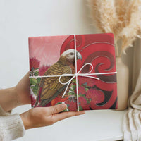 New Zealand Parrot Kaka Wrapping Paper Maori Koru With Pohutukawa Flowers LT05 - Polynesian Pride