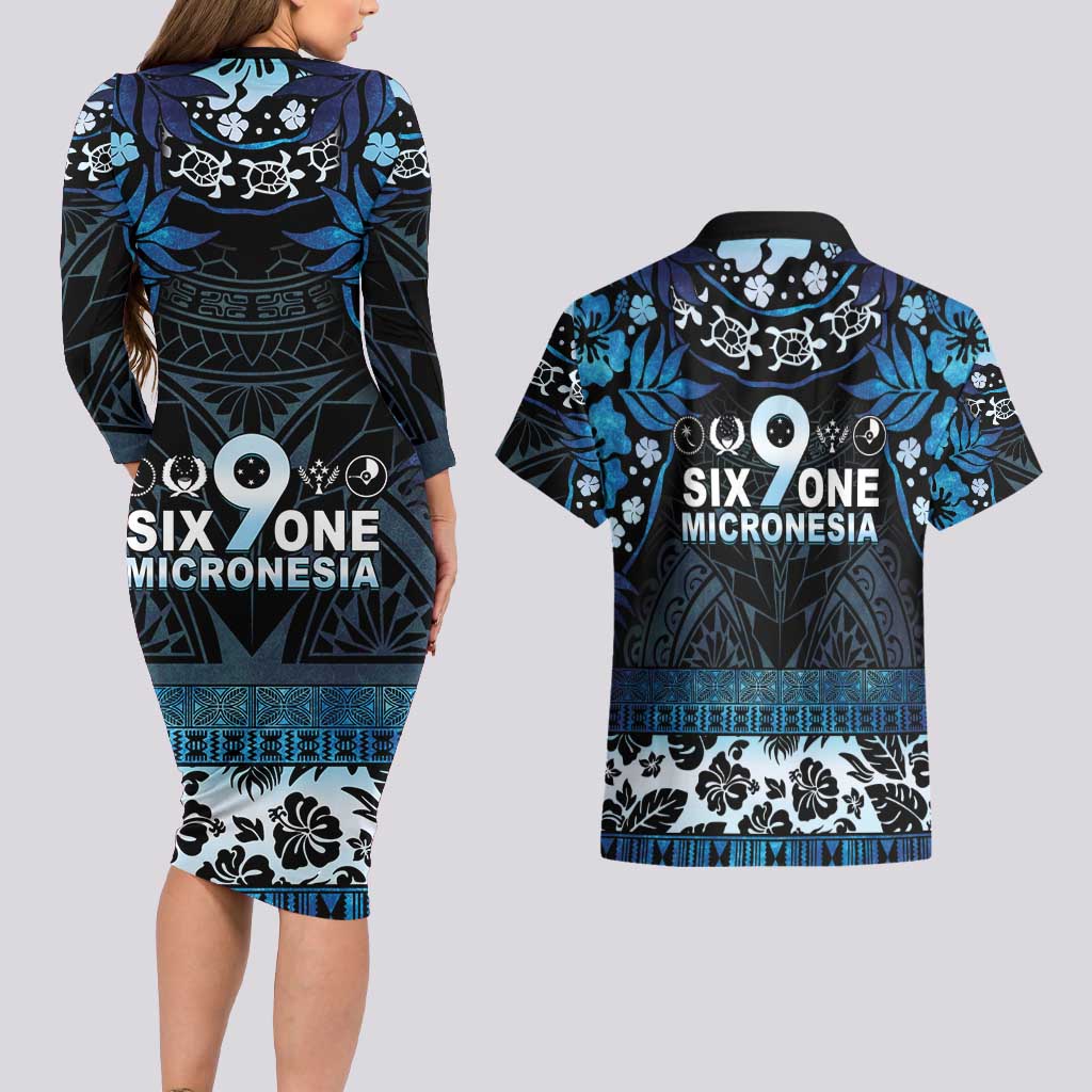 Micronesia FSM 691 Couples Matching Long Sleeve Bodycon Dress and Hawaiian Shirt Respect Culture LT05 - Polynesian Pride