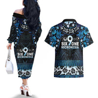 Micronesia FSM 691 Couples Matching Off The Shoulder Long Sleeve Dress and Hawaiian Shirt Respect Culture LT05 - Polynesian Pride