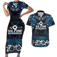 Micronesia FSM 691 Couples Matching Short Sleeve Bodycon Dress and Hawaiian Shirt Respect Culture LT05 Blue - Polynesian Pride