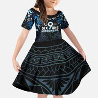 Micronesia FSM 691 Family Matching Mermaid Dress and Hawaiian Shirt Respect Culture LT05 Daughter's Dress Blue - Polynesian Pride